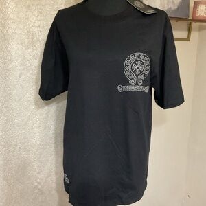 Chrome Hearts Black Tee with White Graphic Vintage Cross